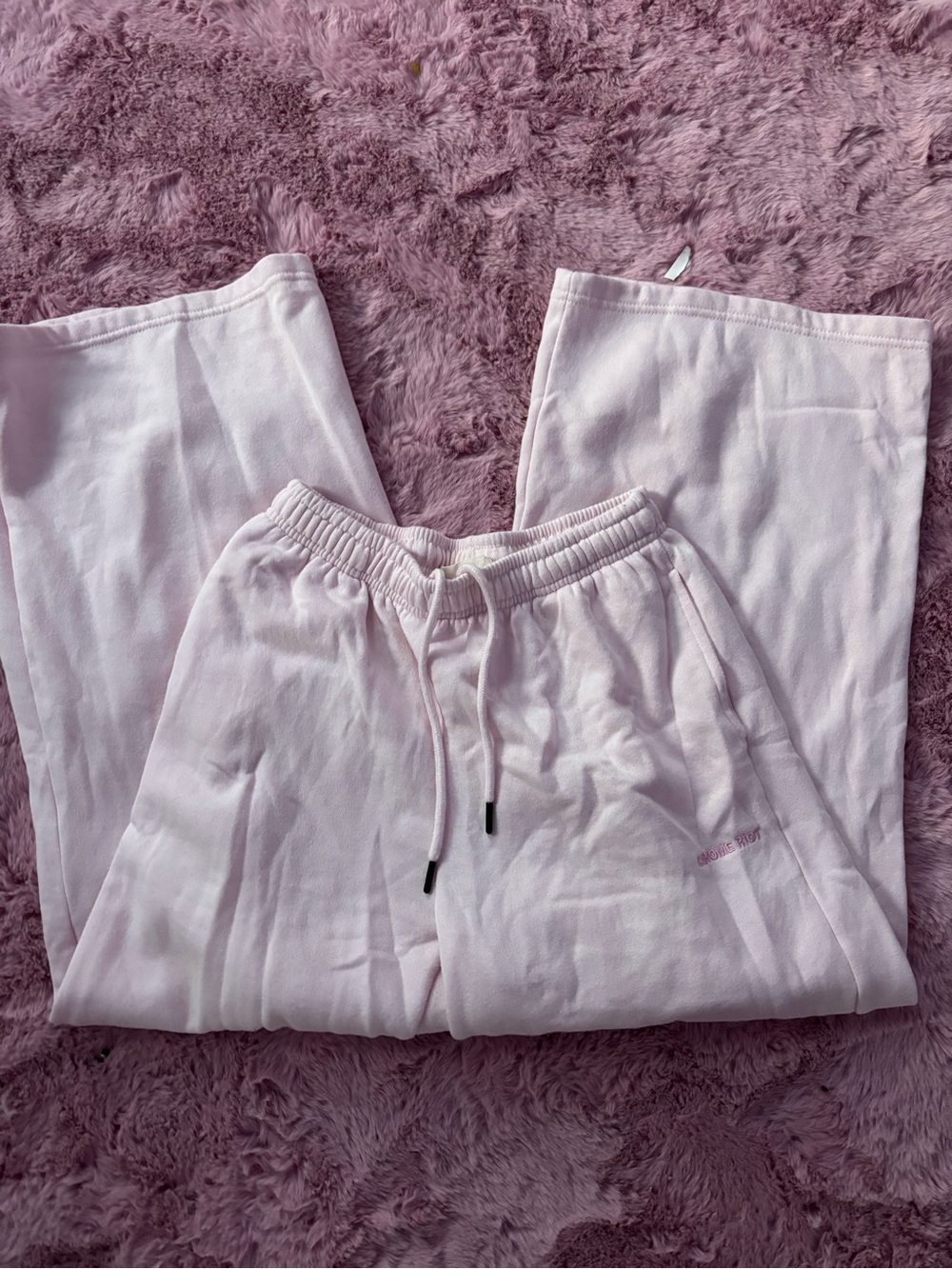 Baby pink wide leg sweat pants